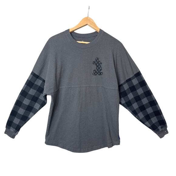 Disneyland Spirit jersey Retired Gray Buffalo Check Sleeve SZ S Disney Mickey - Picture 1 of 8